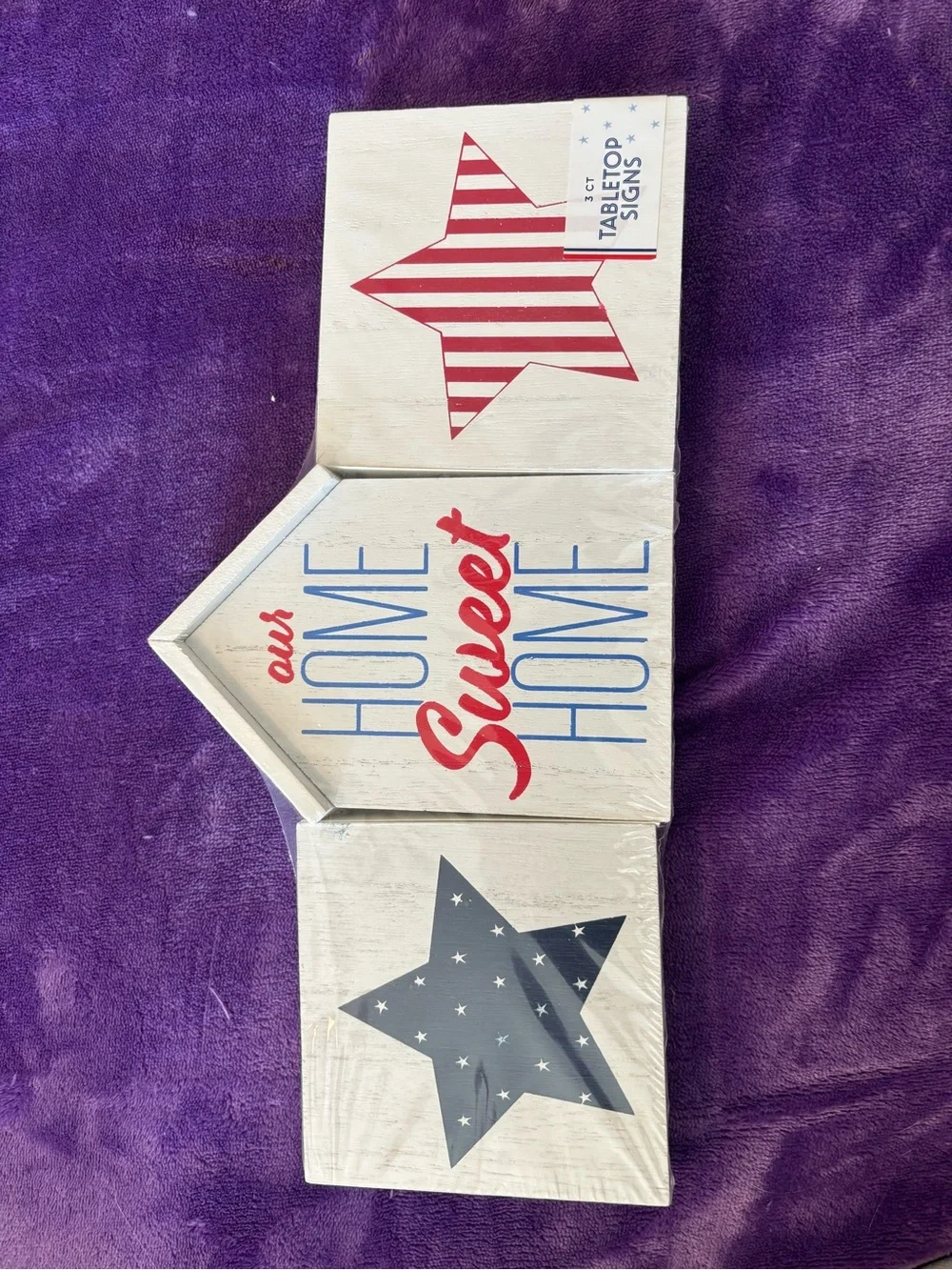 God Bless America Plaque with Red and Blue Candles
